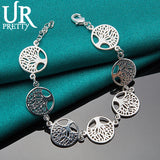 925 Silver Tree Of Life Chain Bracelet Wedding Engagement Party Charm Jewelry