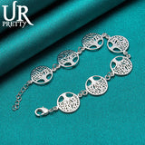 925 Silver Tree Of Life Chain Bracelet Wedding Engagement Party Charm Jewelry