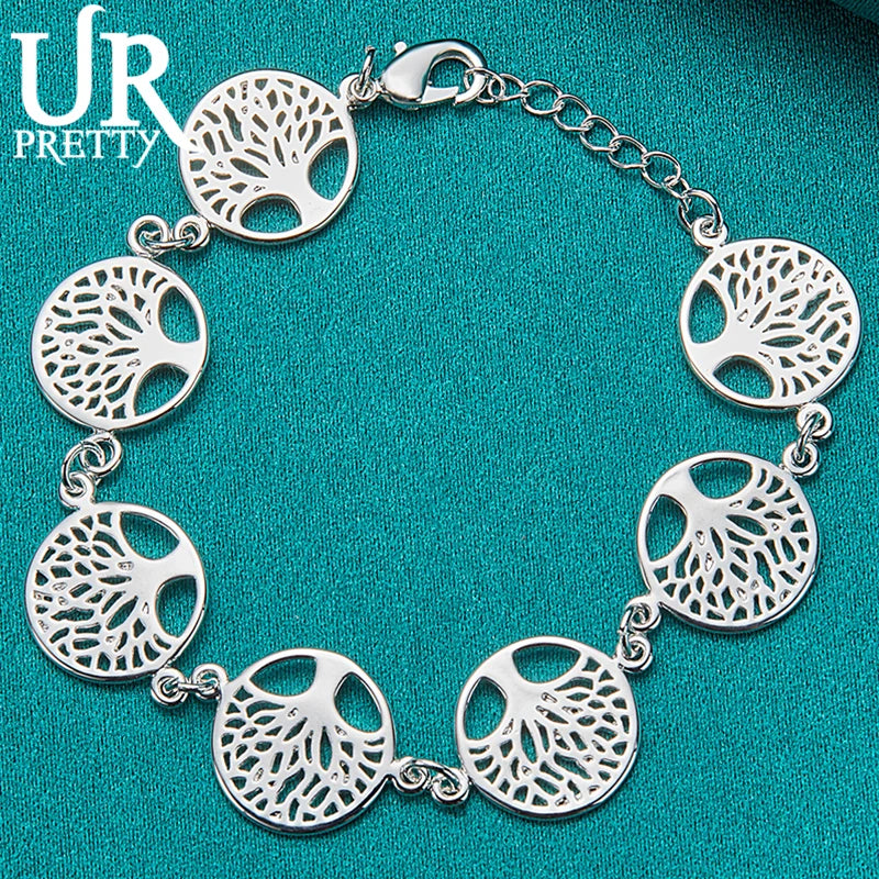 925 Silver Tree Of Life Chain Bracelet Wedding Engagement Party Charm Jewelry