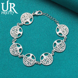 925 Silver Tree Of Life Chain Bracelet Wedding Engagement Party Charm Jewelry