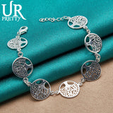 925 Silver Tree Of Life Chain Bracelet Wedding Engagement Party Charm Jewelry