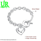 925 Silver Heart Pendant Bracelet Chain Wedding Charm Jewelry