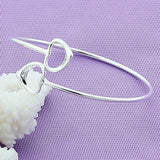 925 Silver Love Hearts Bangle Bracelet For Women Wedding Gift