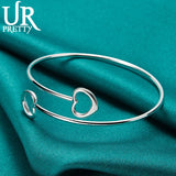 925 Silver Love Hearts Bangle Bracelet For Women Wedding Gift