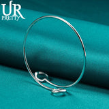 925 Silver Love Hearts Bangle Bracelet For Women Wedding Gift