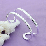 925 Silver Two-line Bangle Bracelet For Women Wedding