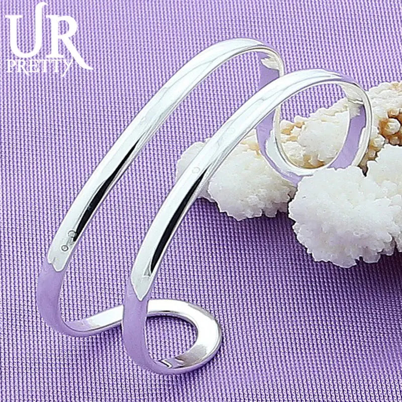 925 Silver Two-line Bangle Bracelet For Women Wedding