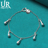 Sterling Silver Water Drop Chain Bracelet Wedding Engagement Charm