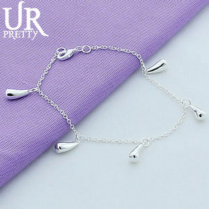 925 Silver Water Drop Bracelet Wedding Engagement Charm Jewelry