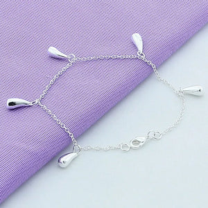 925 Silver Water Drop Bracelet Wedding Engagement Charm Jewelry