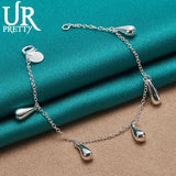 Sterling Silver Water Drop Chain Bracelet Wedding Engagement Charm