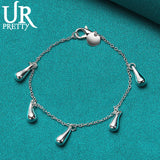 925 Silver Water Drop Bracelet Wedding Engagement Charm Jewelry