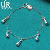 Sterling Silver Water Drop Chain Bracelet Wedding Engagement Charm