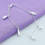 925 Silver Water Drop Bracelet Wedding Engagement Charm Jewelry