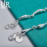 925 Silver Water Drop Chain Bracelet Engagement Charm Jewelry