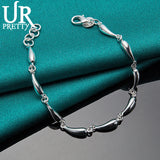 925 Silver Water Drop Chain Bracelet Women Wedding Charm Jewelry