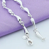 925 Silver Water Drop Chain Bracelet Engagement Charm Jewelry