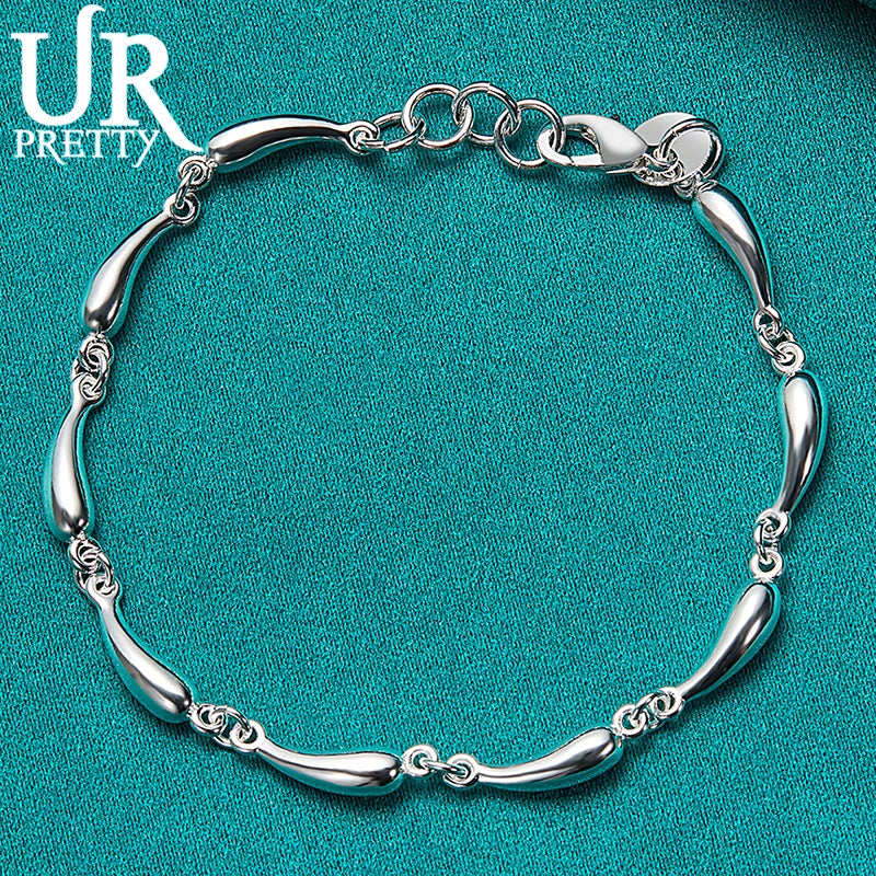 925 Silver Water Drop Chain Bracelet Women Wedding Charm Jewelry