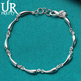 925 Silver Water Drop Chain Bracelet Women Wedding Charm Jewelry