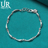 925 Silver Water Drop Chain Bracelet Women Wedding Charm Jewelry
