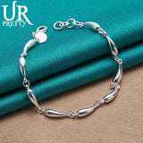925 Silver Water Drop Chain Bracelet Women Wedding Charm Jewelry