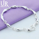 925 Silver Water Drop Chain Bracelet Engagement Charm Jewelry