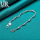 925 Silver Water Drop Chain Bracelet Women Wedding Charm Jewelry