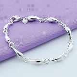 925 Silver Water Drop Chain Bracelet Engagement Charm Jewelry