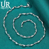 925 Silver Water Drop Necklace Row Chain Party Wedding Jewelry
