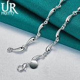 925 Silver Water Drop Necklace Row Chain Wedding Jewelry Gift