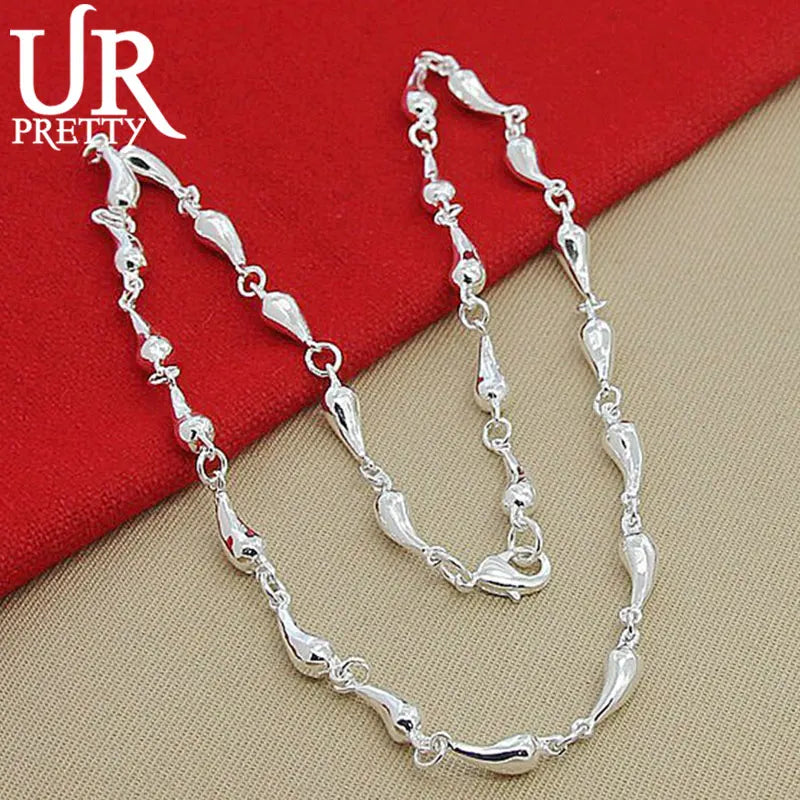 925 Silver Water Drop Necklace Row Chain Party Wedding Jewelry