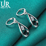 925 Silver Zircon Drop Earrings Wedding Engagement Party Jewelry Gift