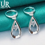 925 Silver Zircon Drop Earrings Wedding Engagement Party Jewelry Gift