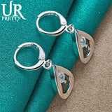 925 Silver Zircon Drop Earrings Wedding Engagement Party Jewelry Gift