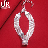 925 Silver Weave Chain Bracelet for Man Women Wedding Party