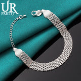 925 Silver Weave Chain Bracelet for Man Women Wedding Party