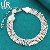 925 Silver Chain Bracelet For Men Women Wedding Party