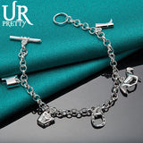 925 Silver Western Cowboy Chain Bracelet for Women