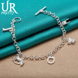 925 Silver Western Cowboy Chain Bracelet for Women