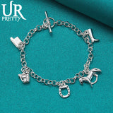 925 Silver Western Cowboy Chain Bracelet for Women