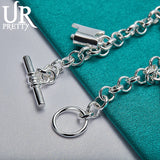925 Silver Western Cowboy Chain Bracelet Charm Wedding Jewelry
