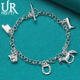 925 Silver Western Cowboy Chain Bracelet for Women