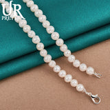 925 Silver Pearl Necklace 7-8mm 16/18/20 Inch Chain