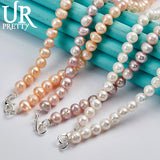 925 Silver Pearl Necklace 7-8mm 16/18/20 Inch Chain