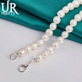 925 Silver Pearl Necklace 7-8mm 16/18/20 Inch Chain