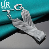 925 Silver Heart OT Chain Bracelet Wedding Engagement Party Charm Jewelry