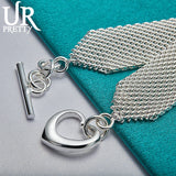 925 Silver Heart OT Chain Bracelet Wedding Engagement Party Charm Jewelry