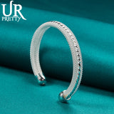 925 Silver Woven Mesh Bangle Bracelet Women's Jewelry Wedding Party Gift