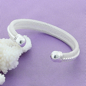 925 Silver Woven Mesh Bangle Bracelet Women's Jewelry Wedding Party Gift