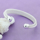 925 Silver Woven Mesh Bangle Bracelet Women's Jewelry Wedding Party Gift